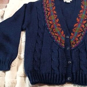 Beautiful! Currants Design Knitted By Hand Cardigan Sweater M